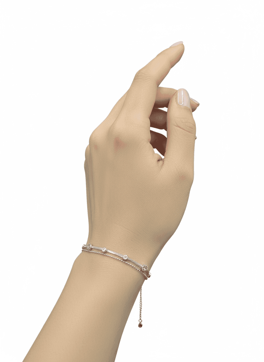 Silver Crystal Ball Chain Bracelet | ZAROSH JEWEL