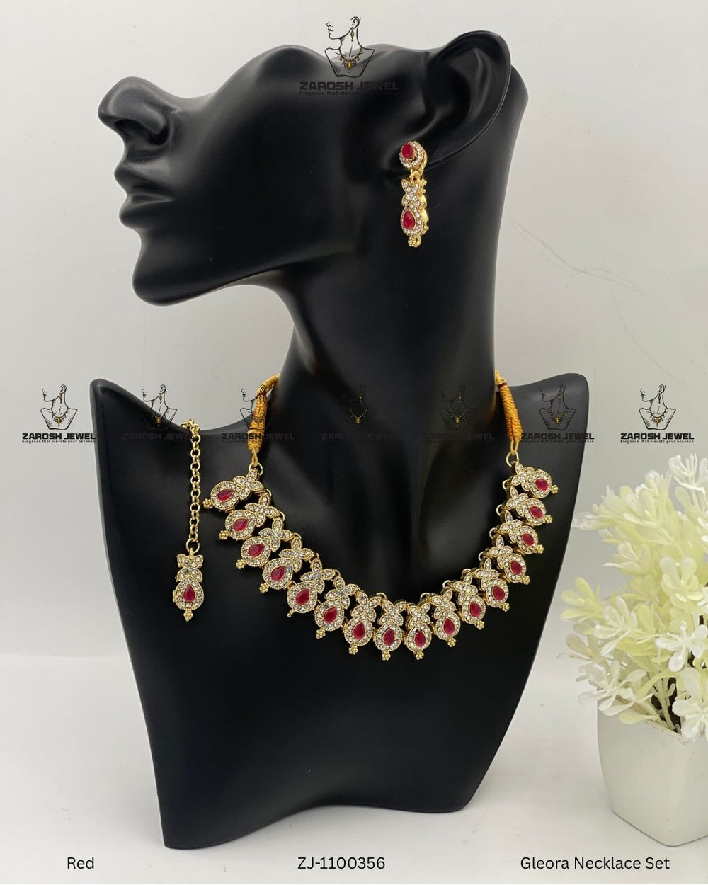 Gleora Necklace Set | ZAROSH JEWEL Red