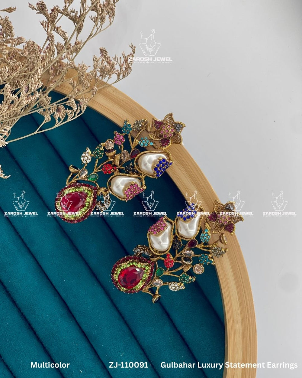 Gulbahar Luxury Statement Earrings | ZAROSH JEWEL Multi