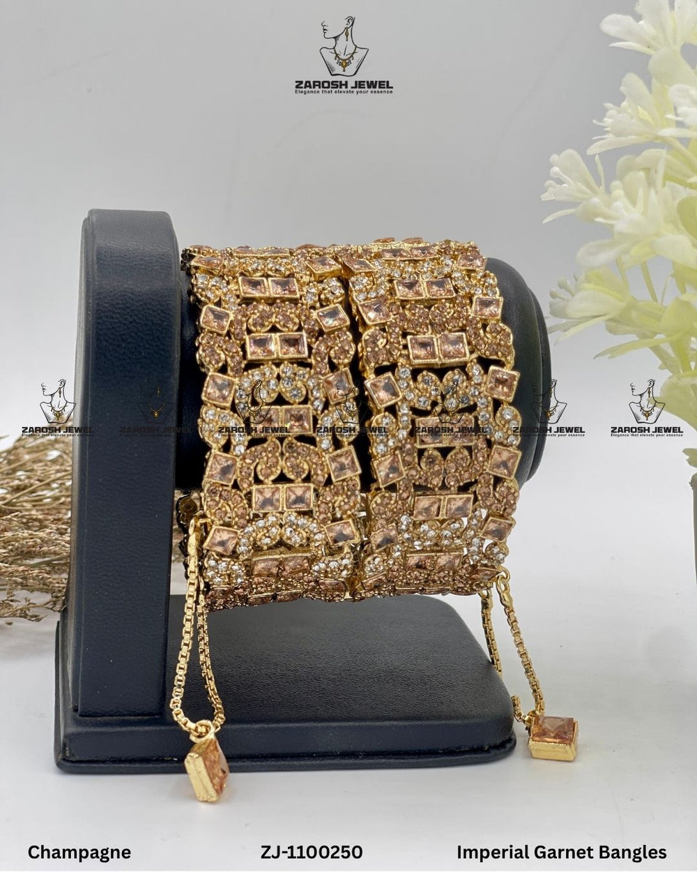 Imperial Garnet Bangles Openable | ZAROSH JEWEL Champagne