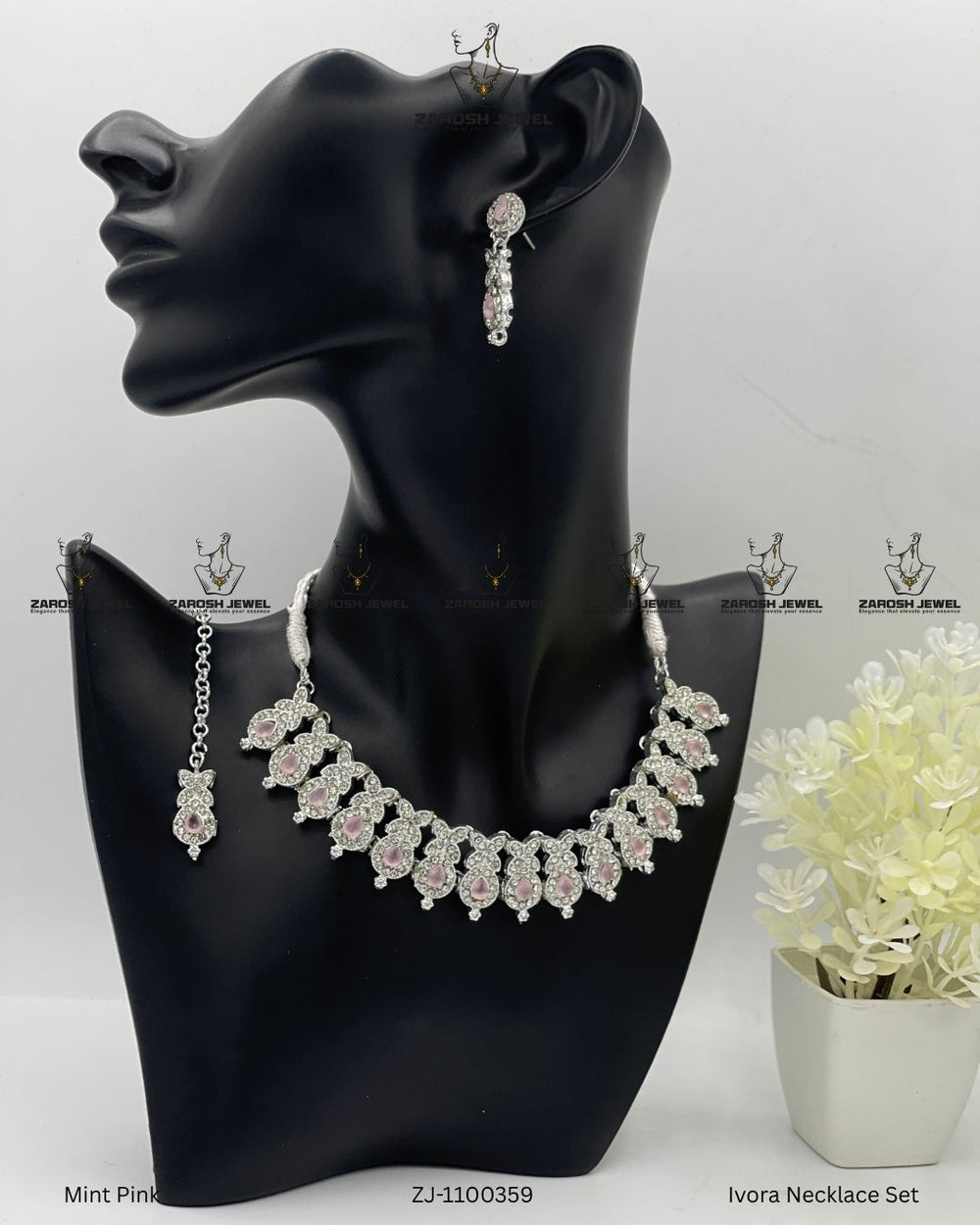 Ivora Necklace Set | ZAROSH JEWEL Mint Pink
