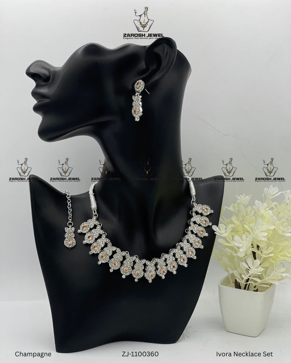 Ivora Necklace Set | ZAROSH JEWEL Champagne
