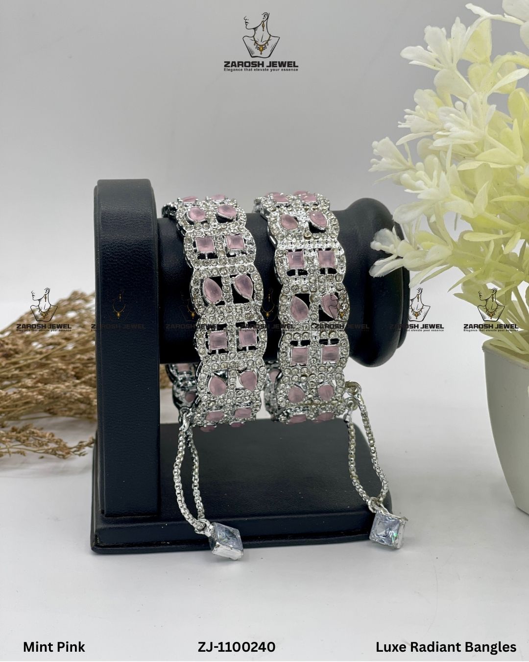 Luxe Radiant Bangles | ZAROSH JEWEL Mint Pink