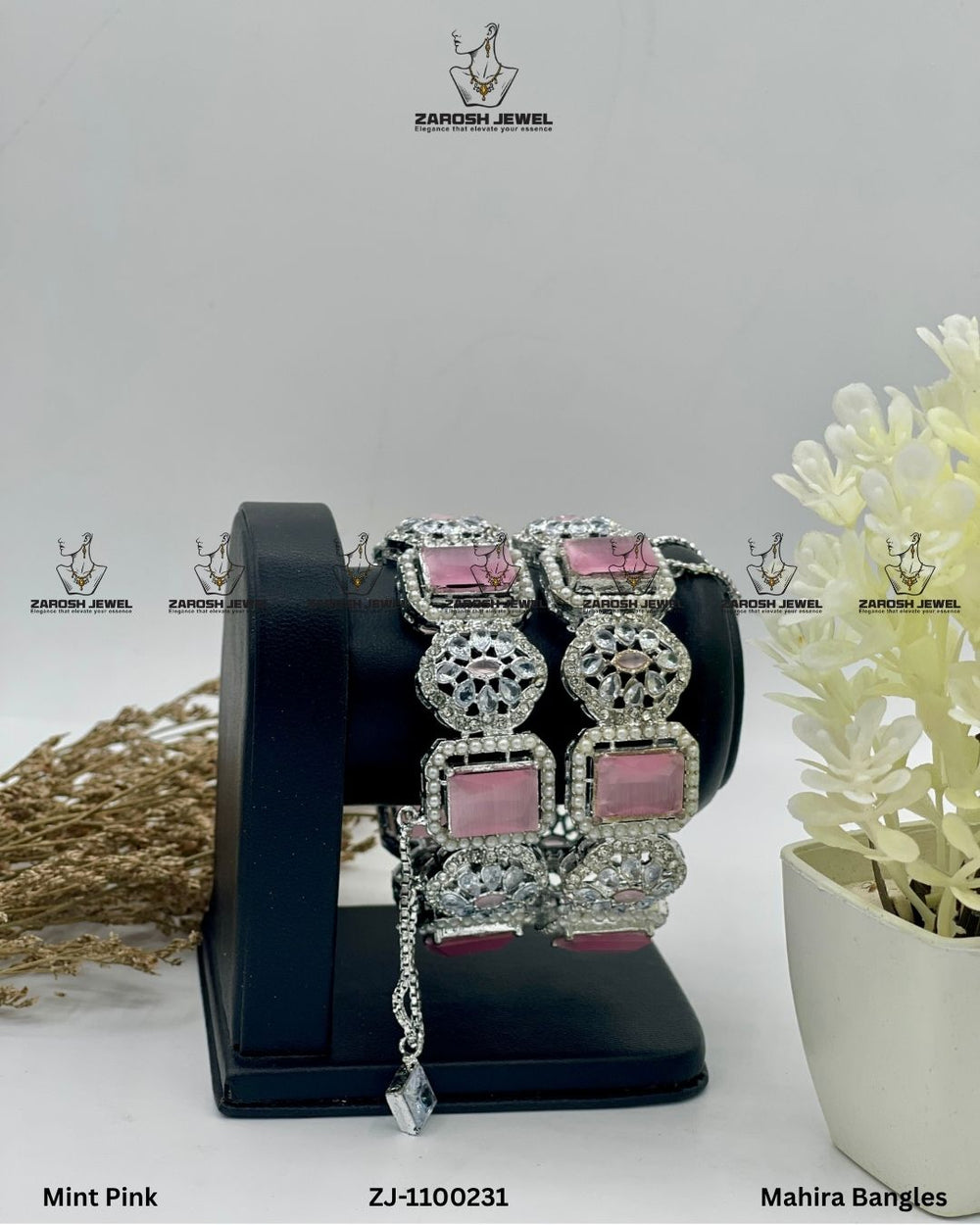 Mahira Bangles Openable | ZAROSH JEWEL Mint Pink