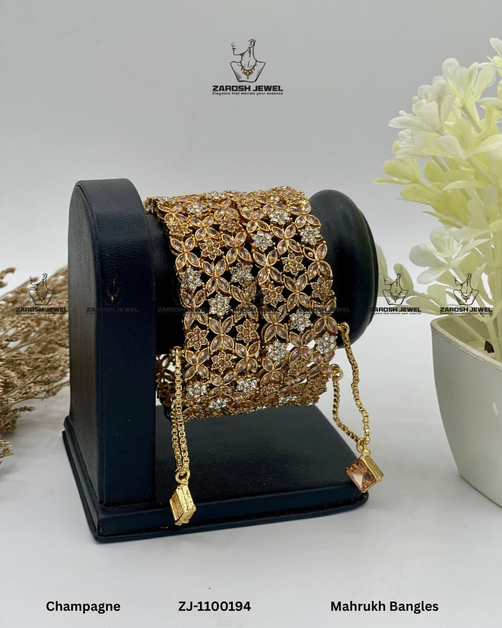Mahrukh Bangles Openable | ZAROSH JEWEL Champagne
