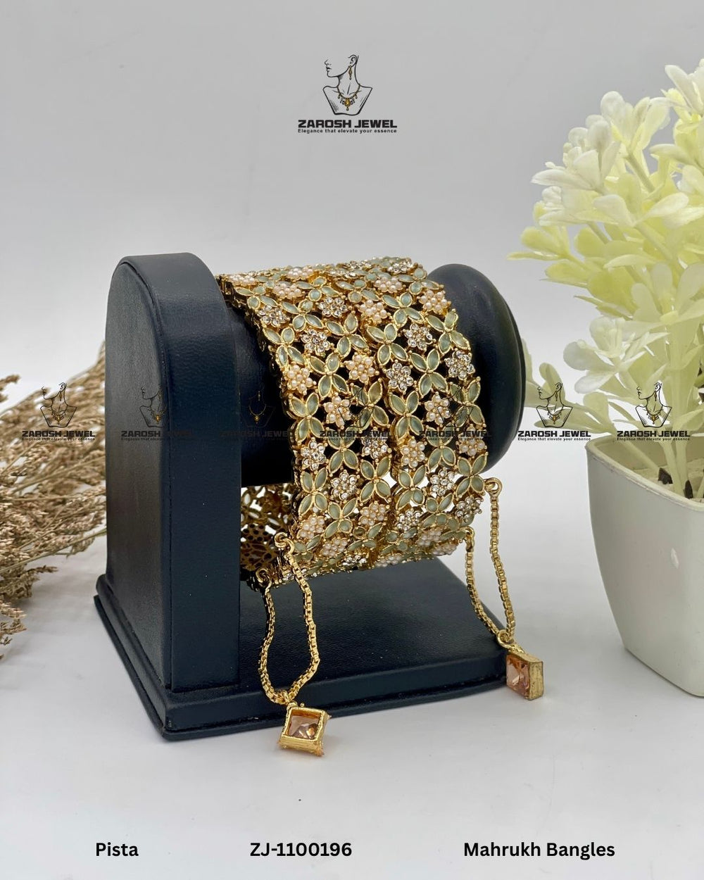 Mahrukh Bangles Openable | ZAROSH JEWEL Mint Green