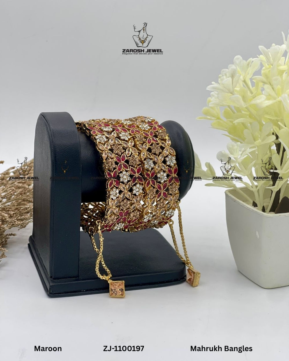 Mahrukh Bangles Openable | ZAROSH JEWEL Red