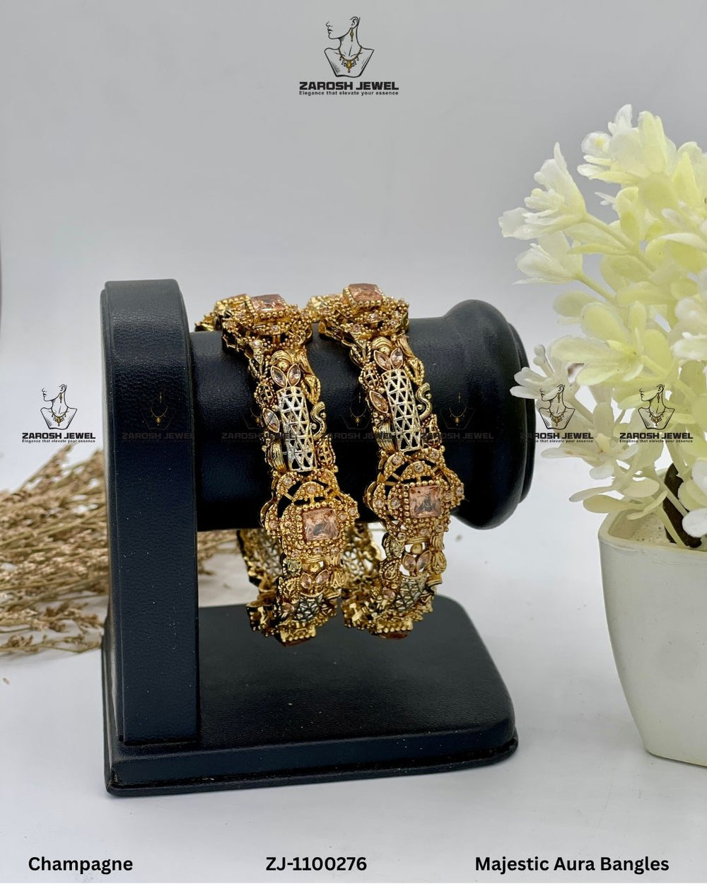 Majestic Aura Bangles Openable | ZAROSH JEWEL Champagne