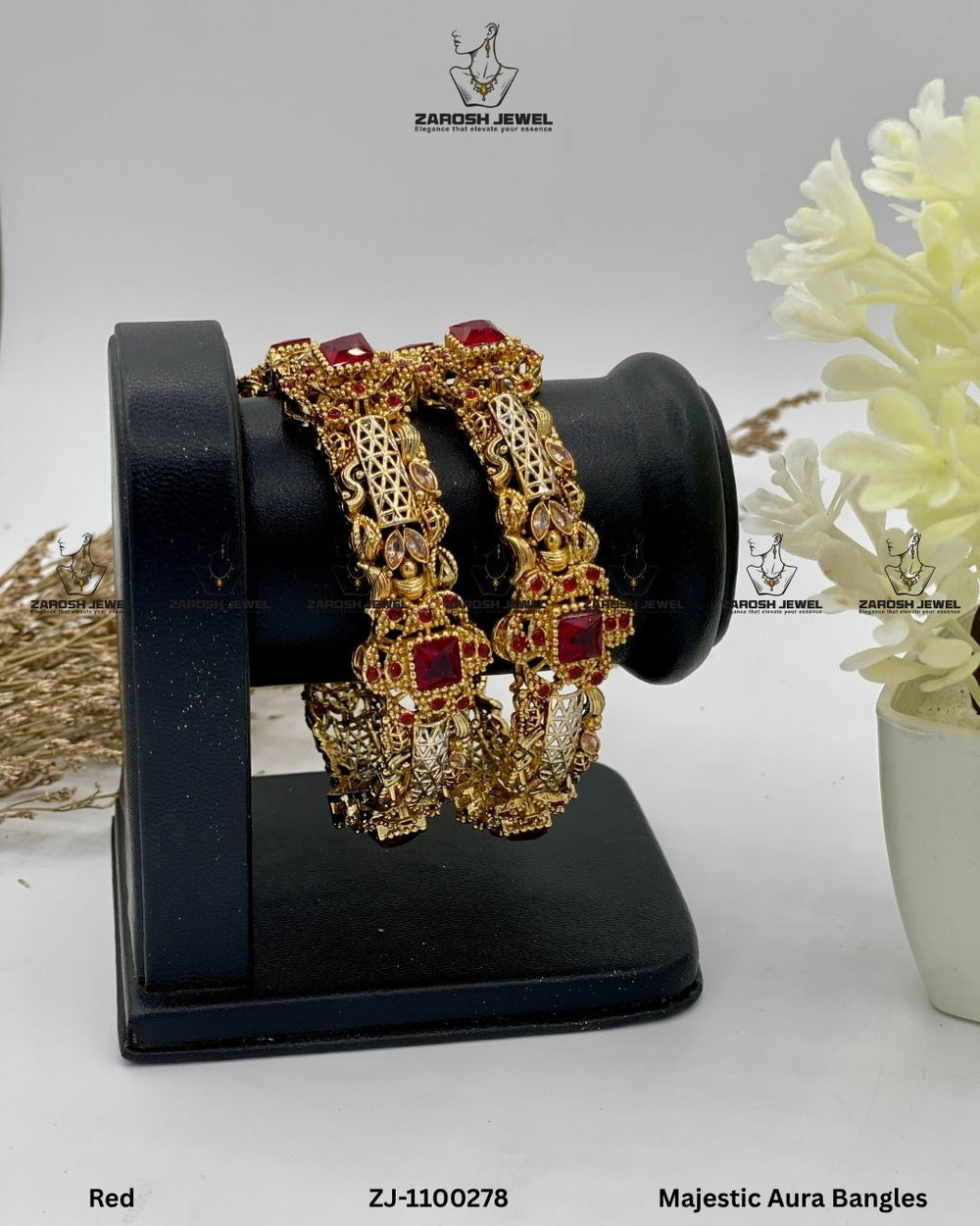 Majestic Aura Bangles Openable | ZAROSH JEWEL Red