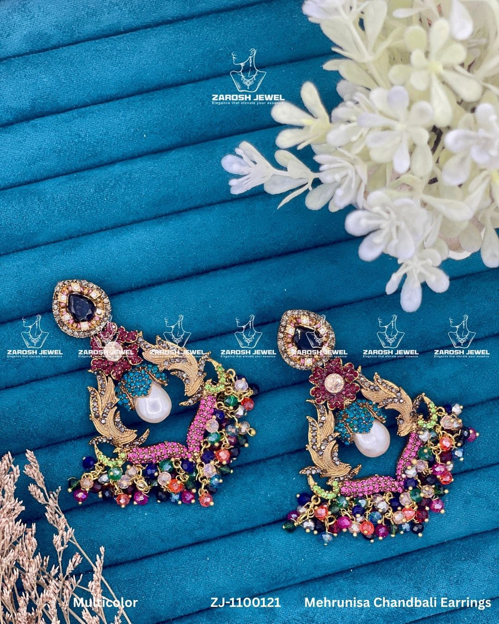 Mehrunisa Chandbali Earrings | ZAROSH JEWEL Multi