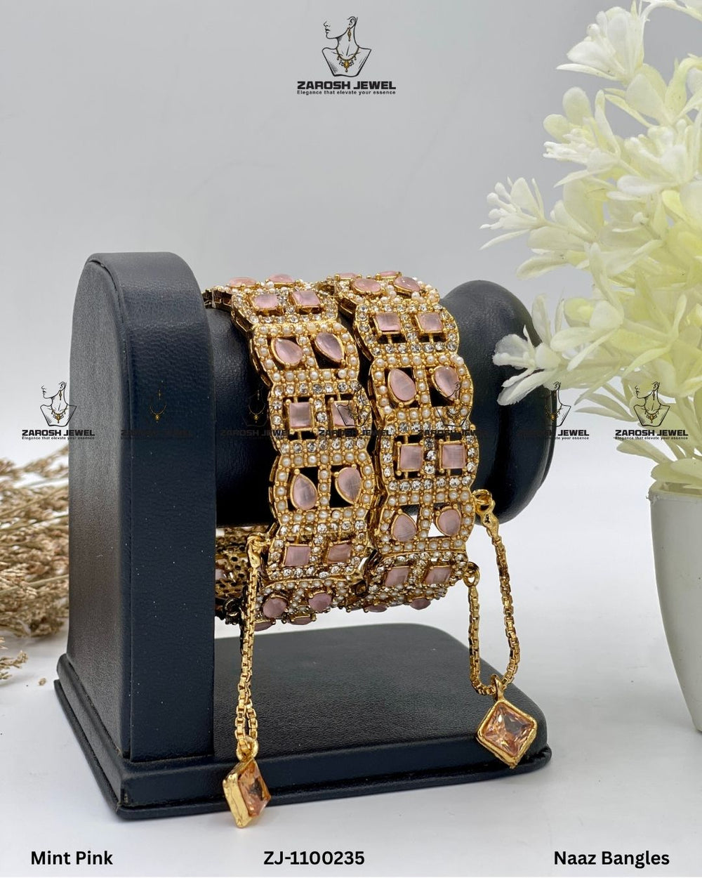 Naaz Bangles Openable | ZAROSH JEWEL Mint Pink