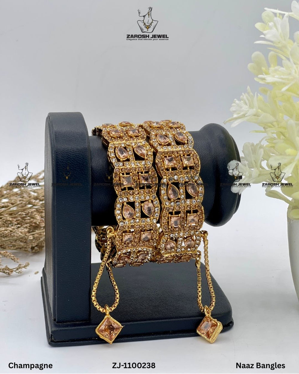 Naaz Bangles Openable | ZAROSH JEWEL Champagne