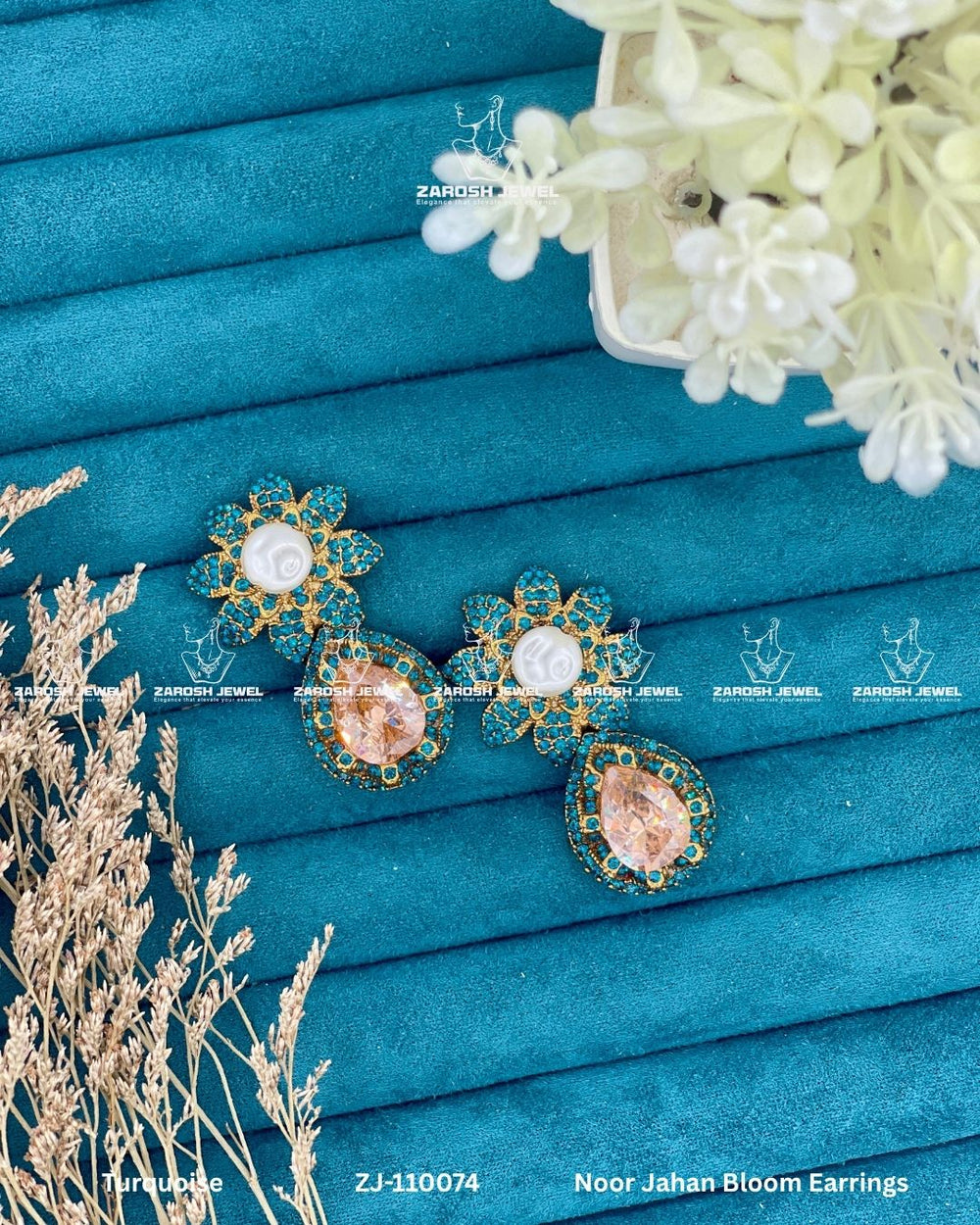 Noor Jahan Bloom Earrings | ZAROSH JEWEL Zinc