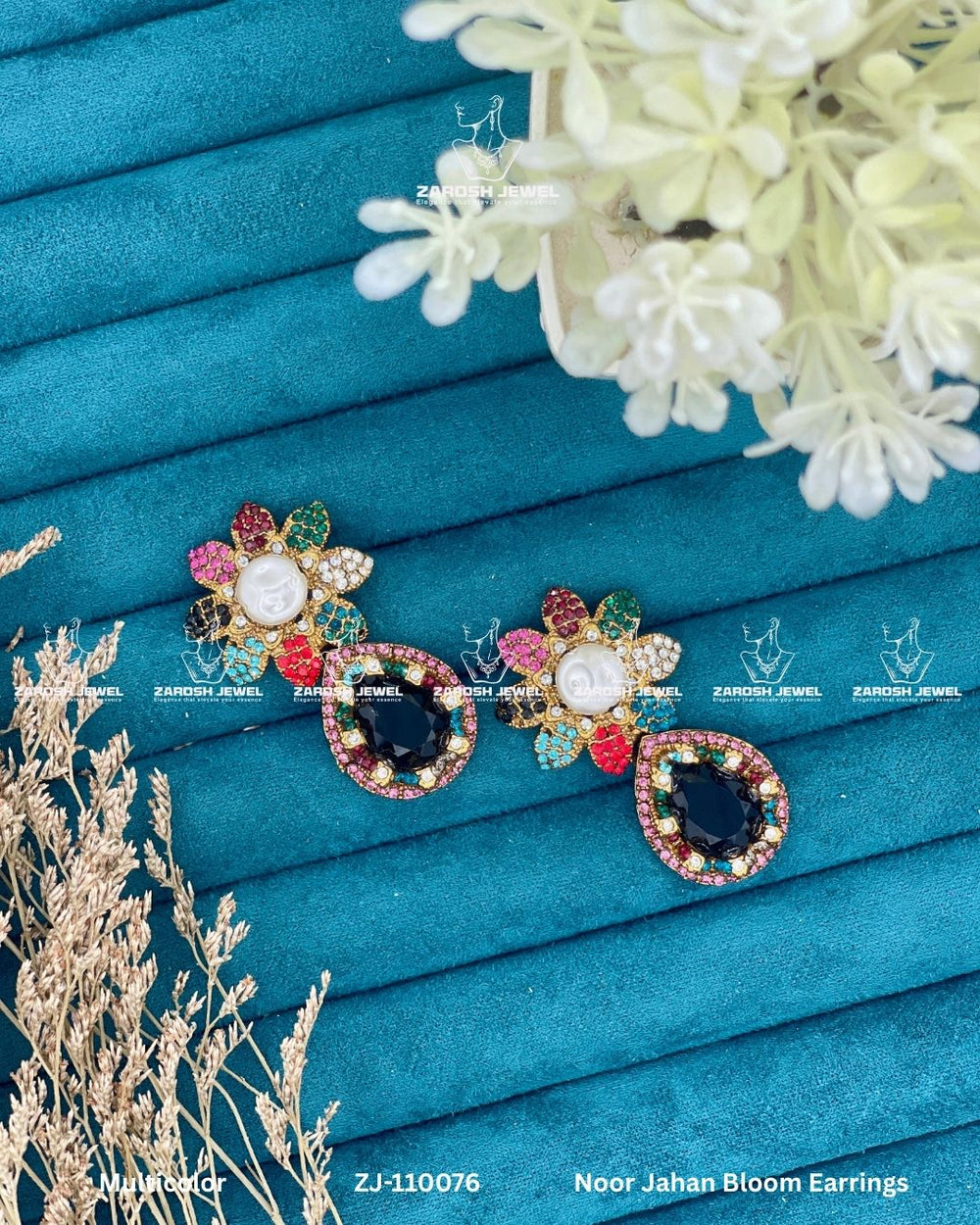 Noor Jahan Bloom Earrings | ZAROSH JEWEL Multi