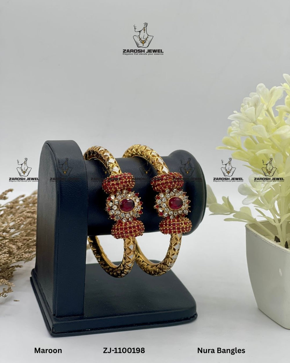 Nura Bangles Openable | ZAROSH JEWEL Maroon