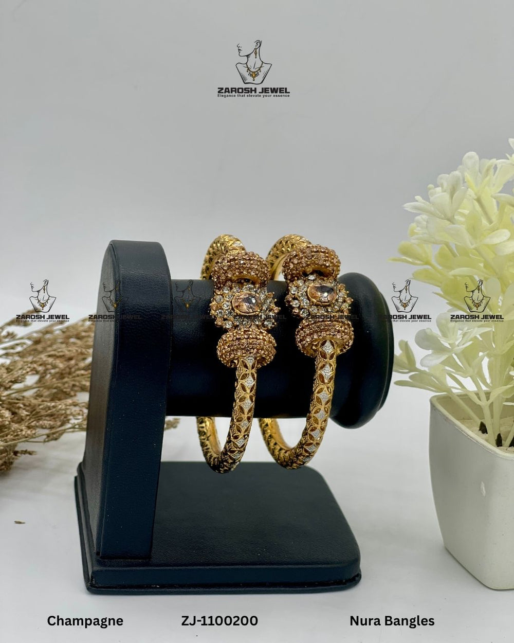 Nura Bangles Openable | ZAROSH JEWEL Champagne