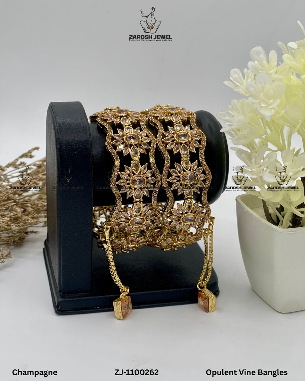 Opulent Vine Bangles Openable | ZAROSH JEWEL Champagne