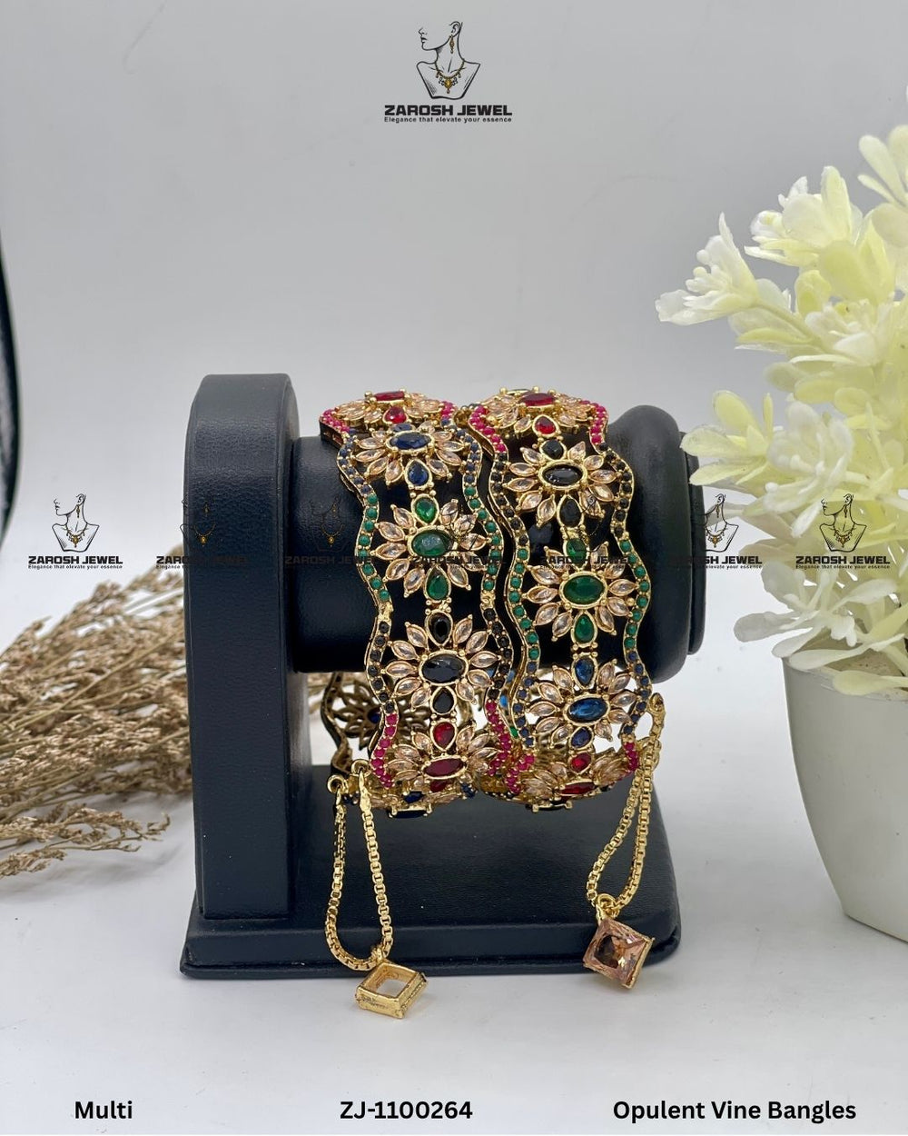 Opulent Vine Bangles Openable | ZAROSH JEWEL Multi