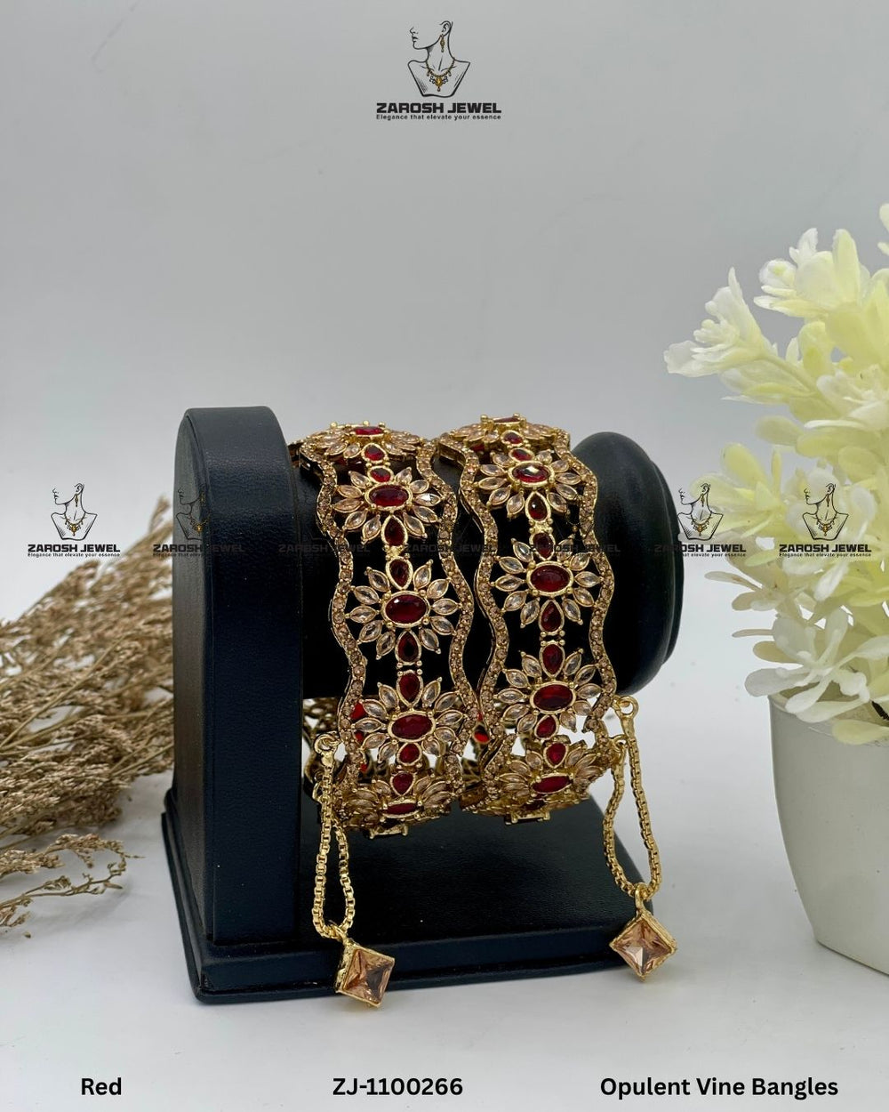 Opulent Vine Bangles Openable | ZAROSH JEWEL Red