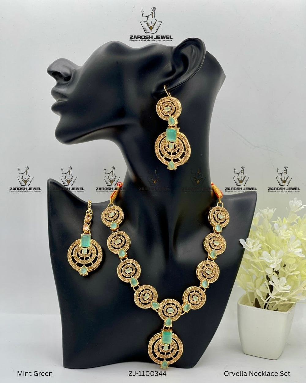 Orvella Necklace Set | ZAROSH JEWEL Mint Green