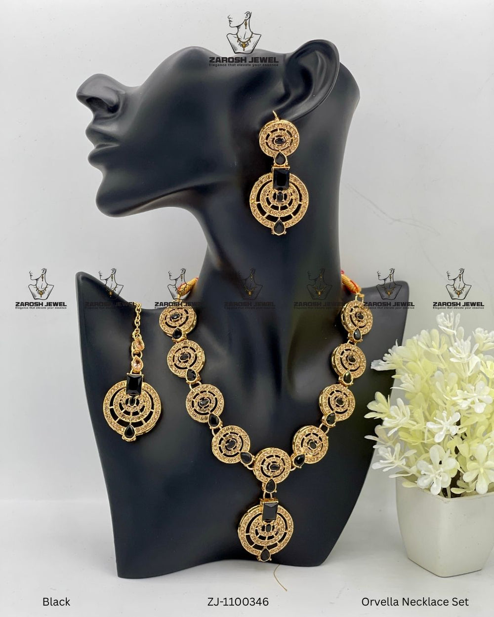 Orvella Necklace Set | ZAROSH JEWEL Black