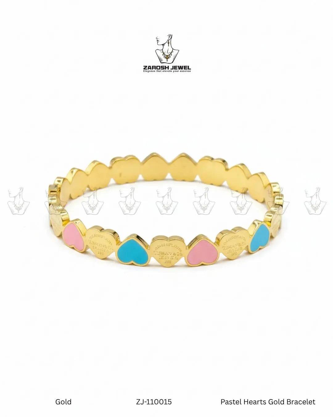 Pastel Hearts Gold Bracelet | ZAROSH JEWEL