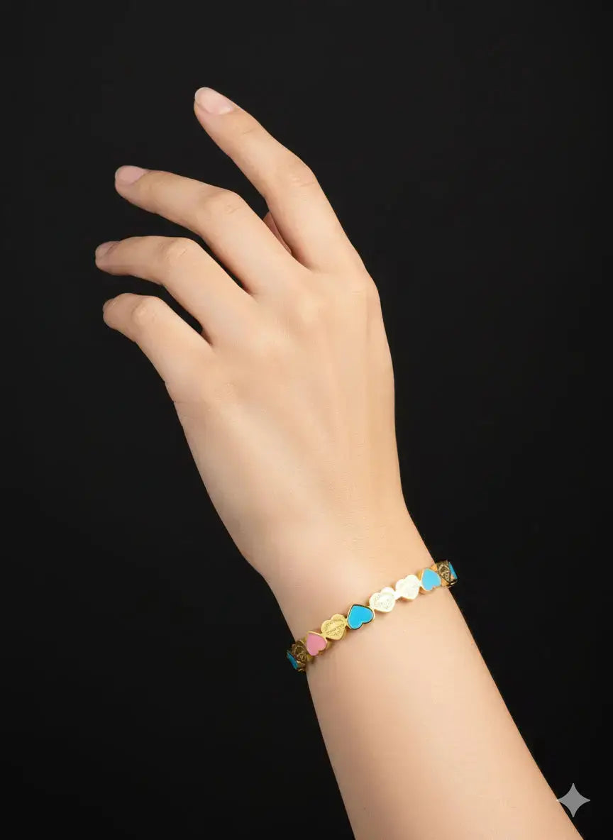 Pastel Hearts Gold Bracelet | ZAROSH JEWEL