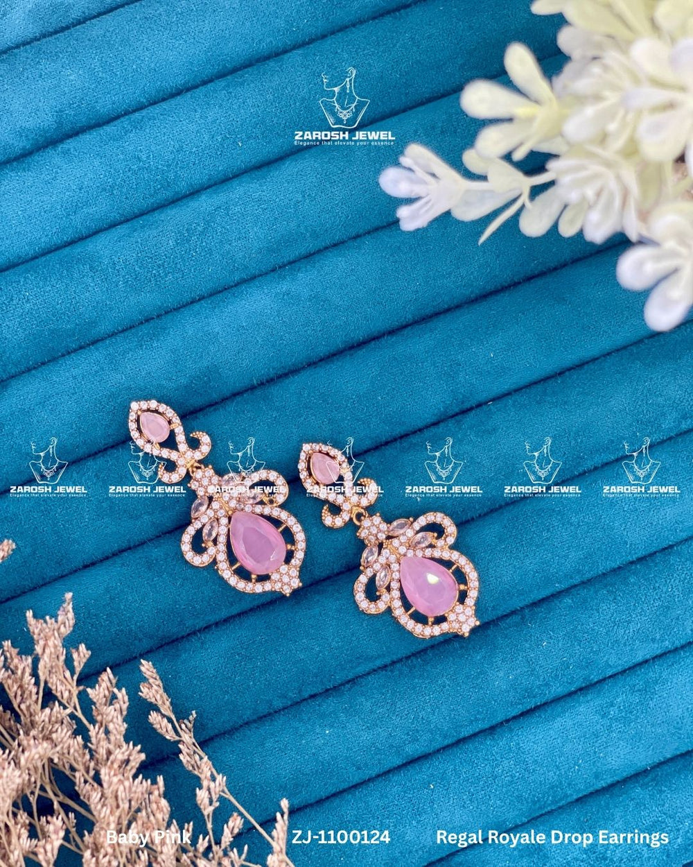 Regal Royale Drop Earrings | ZAROSH JEWEL Pink