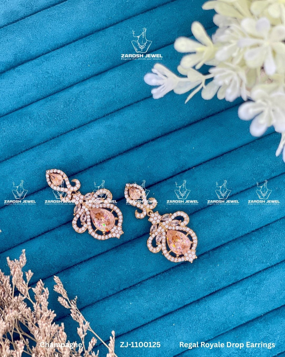 Regal Royale Drop Earrings | ZAROSH JEWEL Champagne