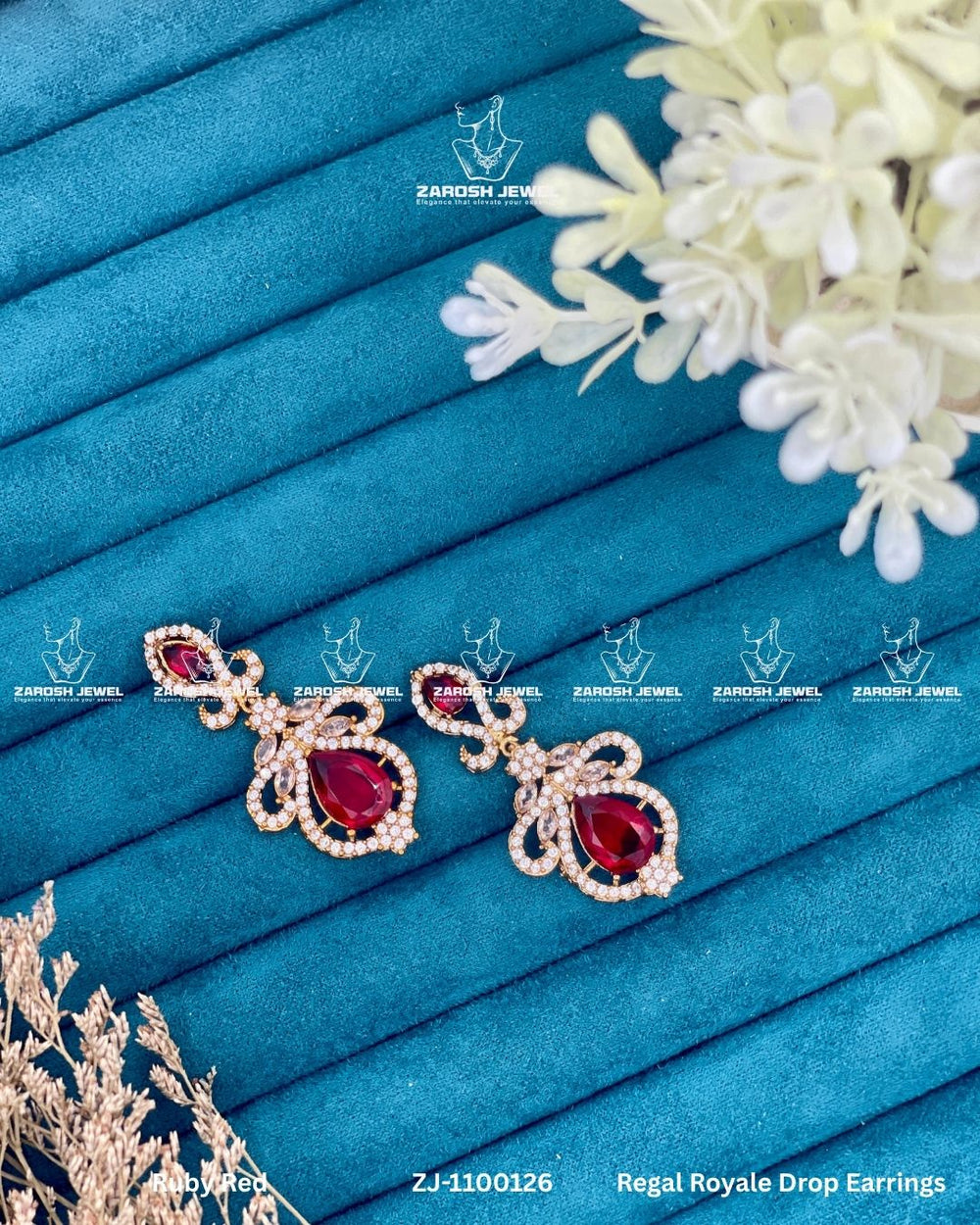 Regal Royale Drop Earrings | ZAROSH JEWEL Ruby Red