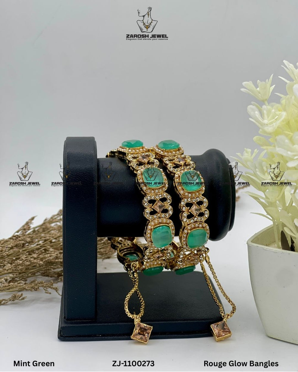 Rouge Glow Bangles Openable | ZAROSH JEWEL Mint Green