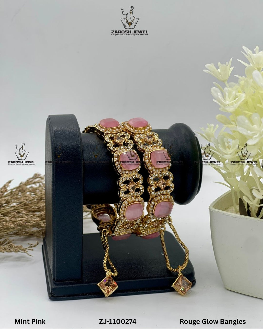 Rouge Glow Bangles Openable | ZAROSH JEWEL Mint Pink
