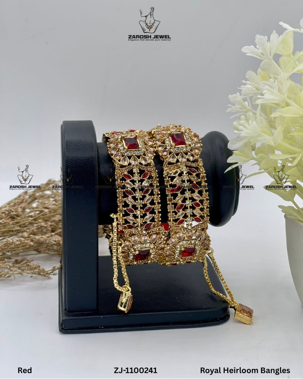 Royal Heirloom Bangles Openable | ZAROSH JEWEL Red