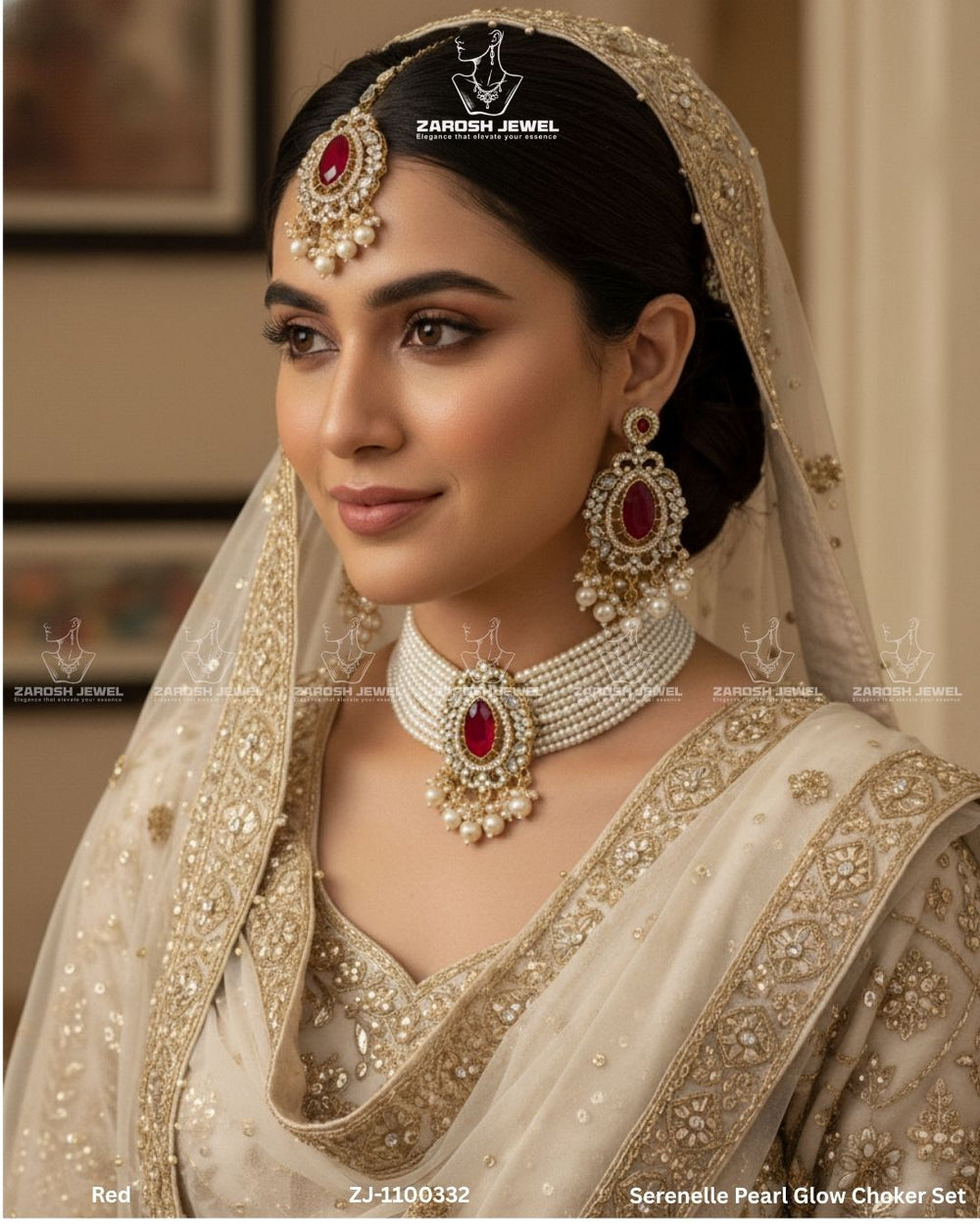 Serenelle Pearl Glow Choker Set | ZAROSH JEWEL