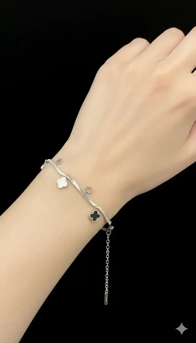 Silver Clover Charm Bracelet | ZAROSH JEWEL