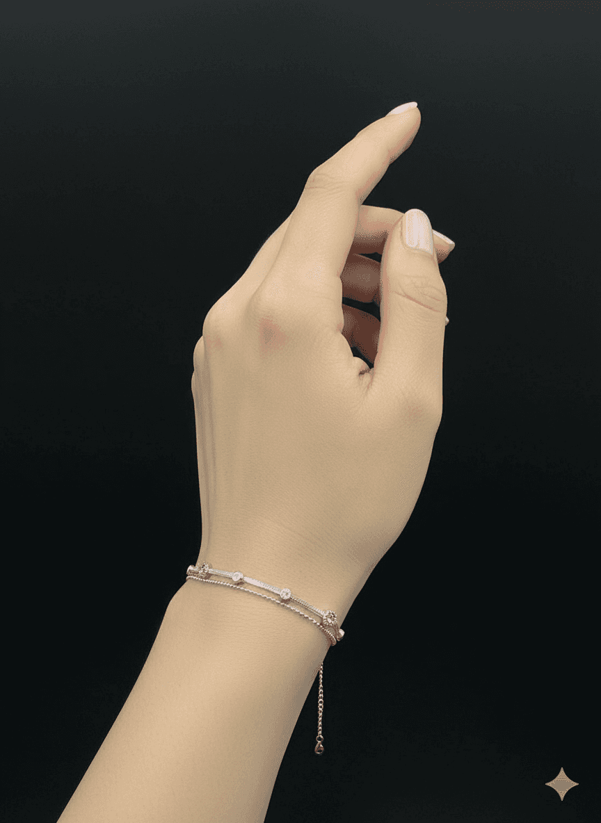 Silver Crystal Ball Chain Bracelet | ZAROSH JEWEL