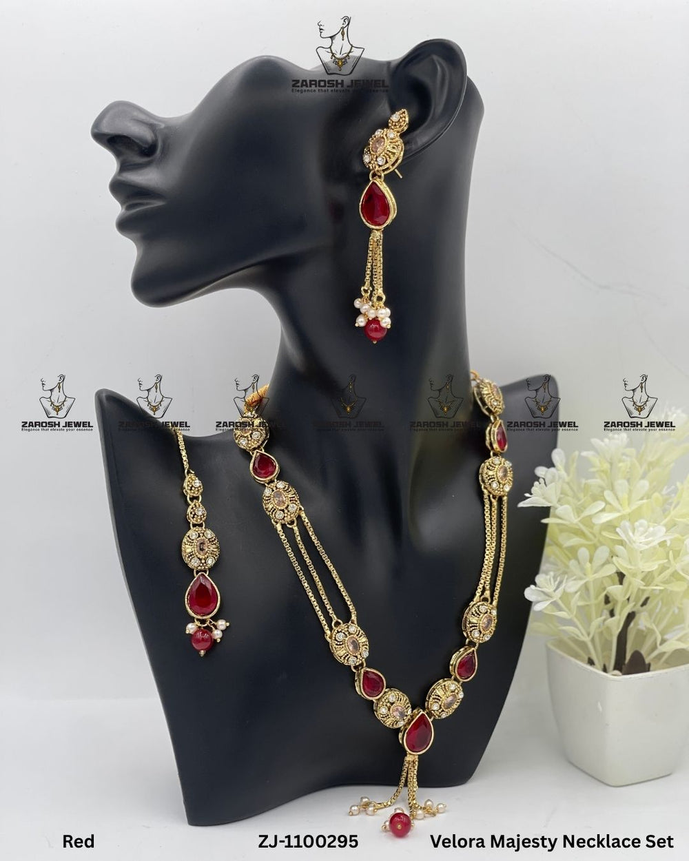 Velora Majesty Necklace Set | ZAROSH JEWEL Red