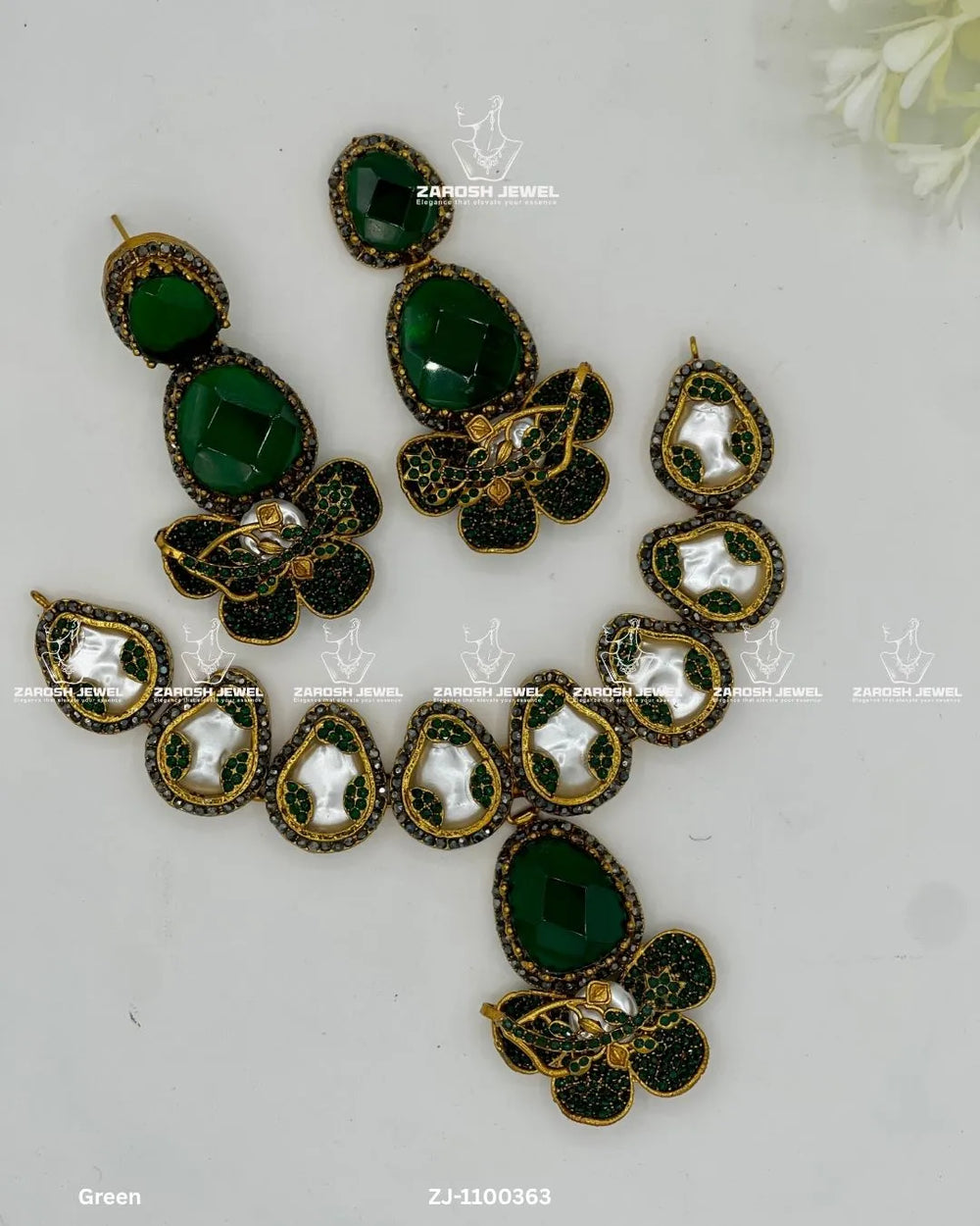 Jameela Necklace Set | ZAROSH JEWEL Green