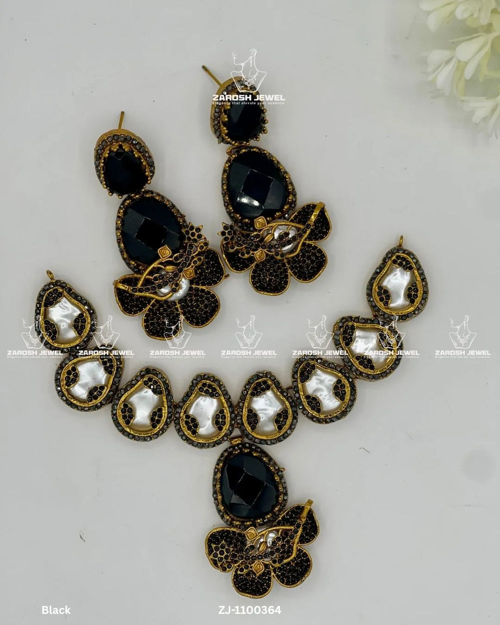 Jameela Necklace Set | ZAROSH JEWEL Black