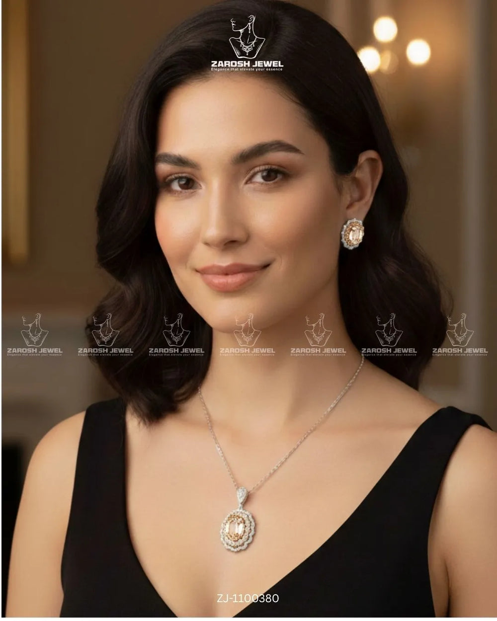 Aveline Pendant Set | ZAROSH JEWEL Champagne