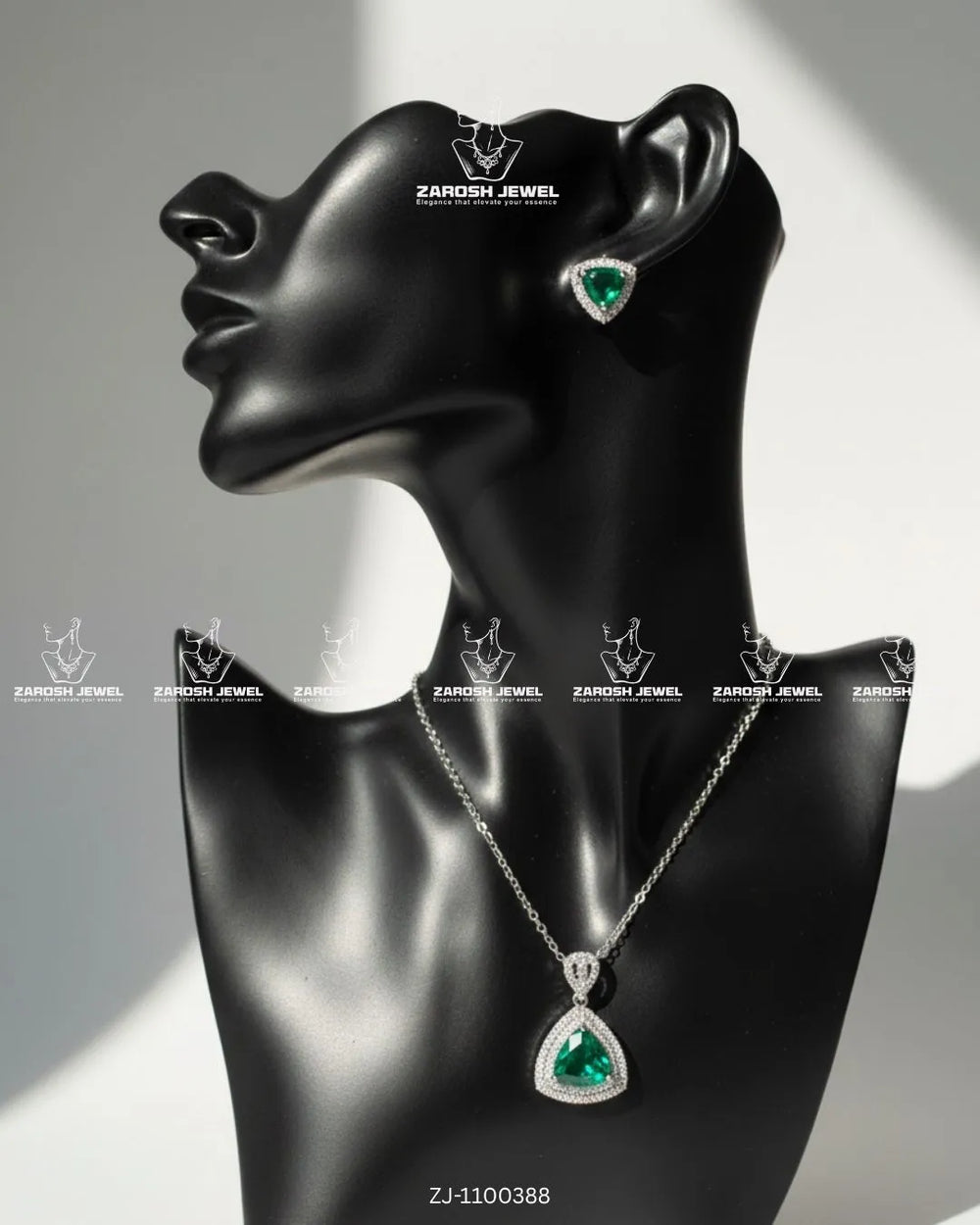 Zermeen Pendant Set | ZAROSH JEWEL Green