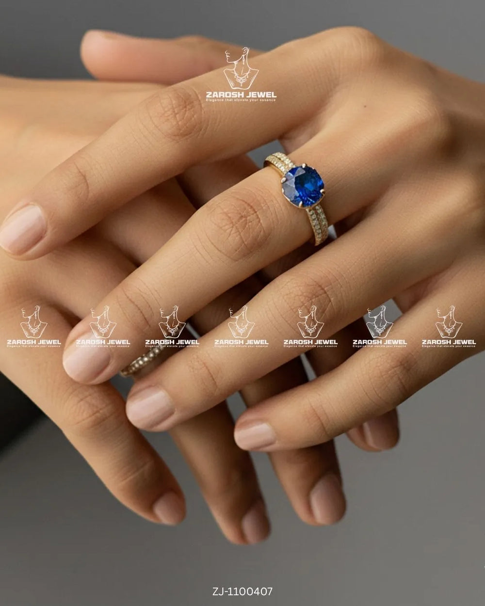 Shabnam Crown Ring | ZAROSH JEWEL Blue