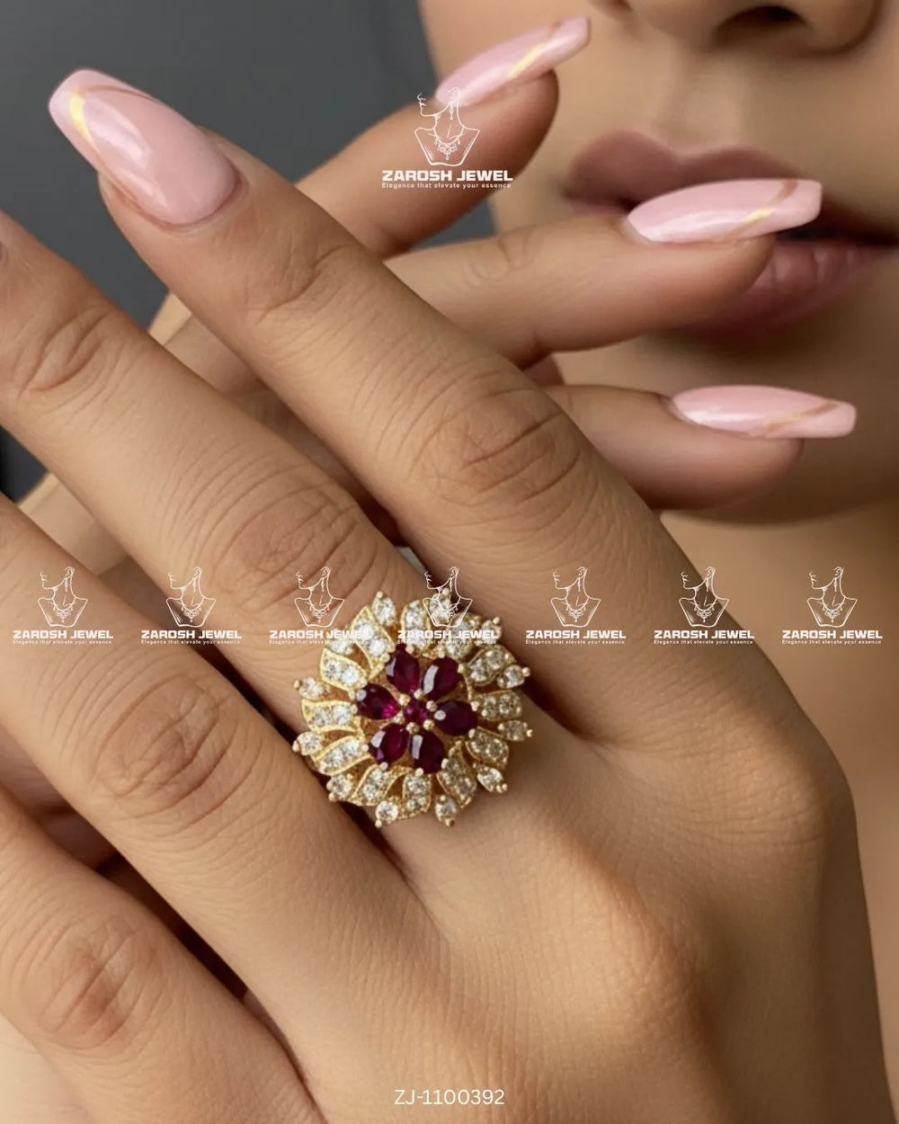 Nurella Bloom Ring | ZAROSH JEWEL Red