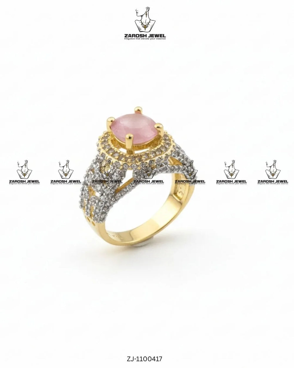 Mehfil Royal Ring | ZAROSH JEWEL Mint Pink
