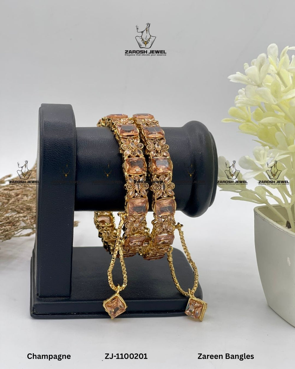 Zareen Bangles Openable | ZAROSH JEWEL Champagne