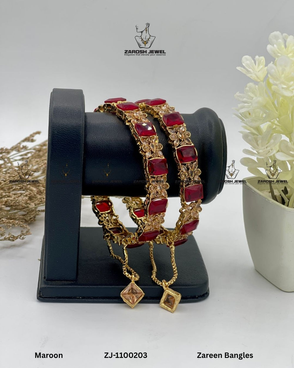 Zareen Bangles Openable | ZAROSH JEWEL Maroon