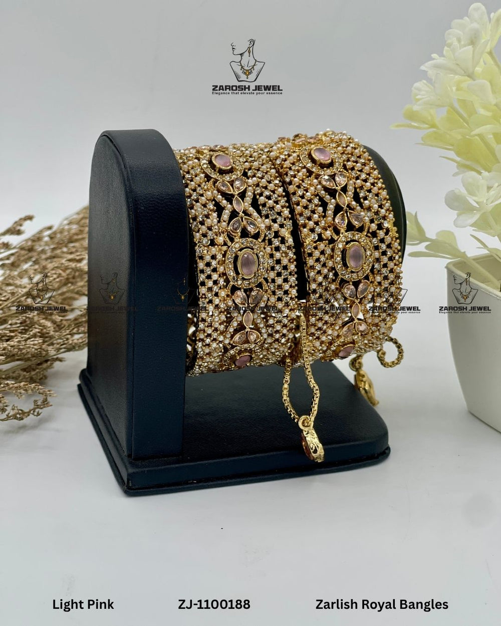 Zarlish Royal Bangles Openable | ZAROSH JEWEL Mint Pink