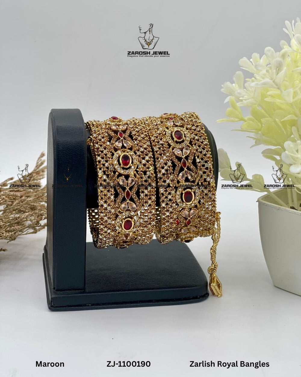 Zarlish Royal Bangles Openable | ZAROSH JEWEL Maroon