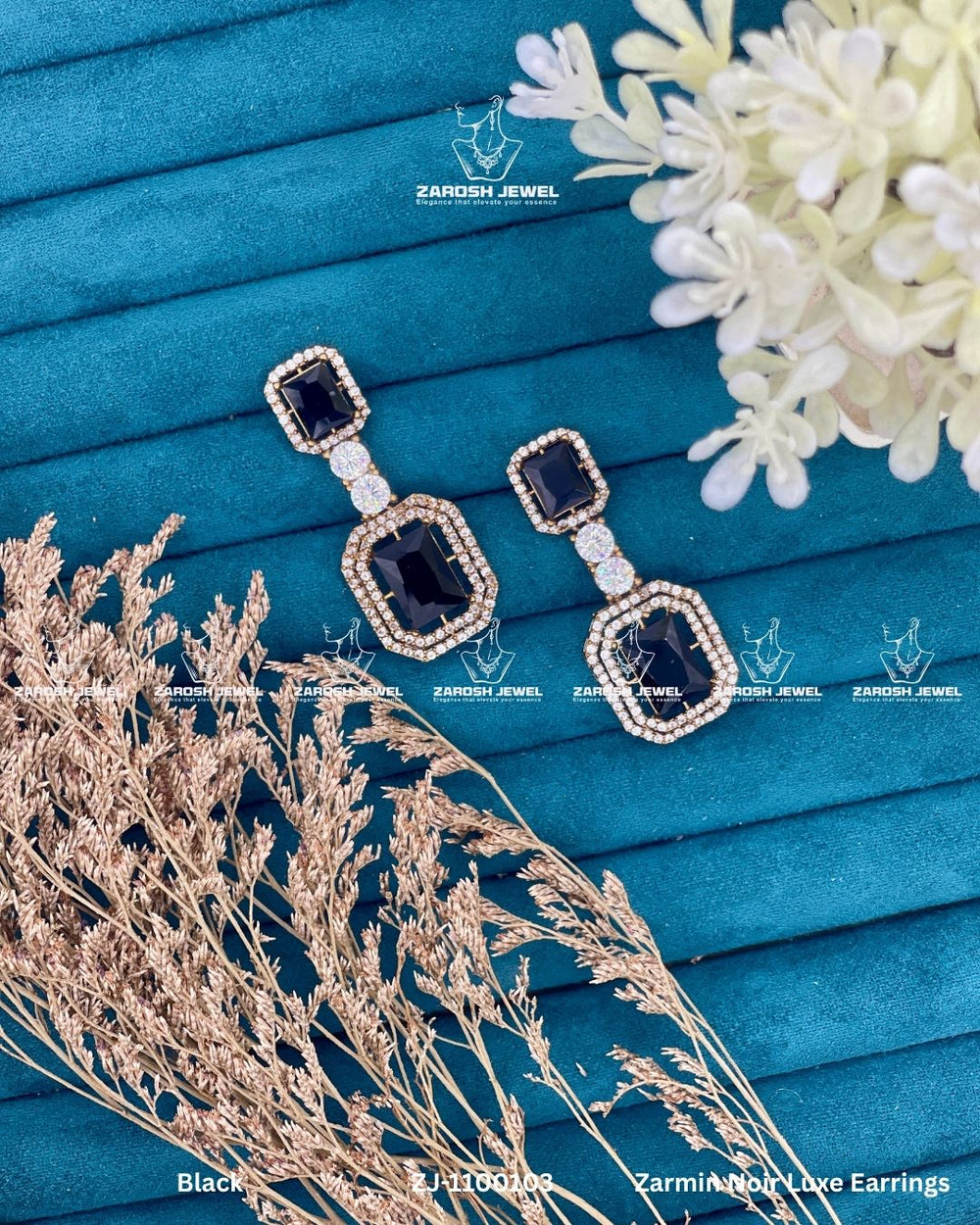 Zarmin Noir Luxe Earrings | ZAROSH JEWEL Black