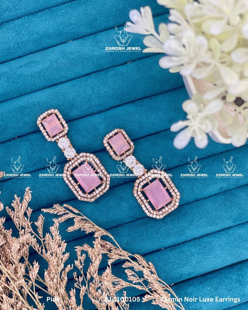 Zarmin Noir Luxe Earrings | ZAROSH JEWEL Pink